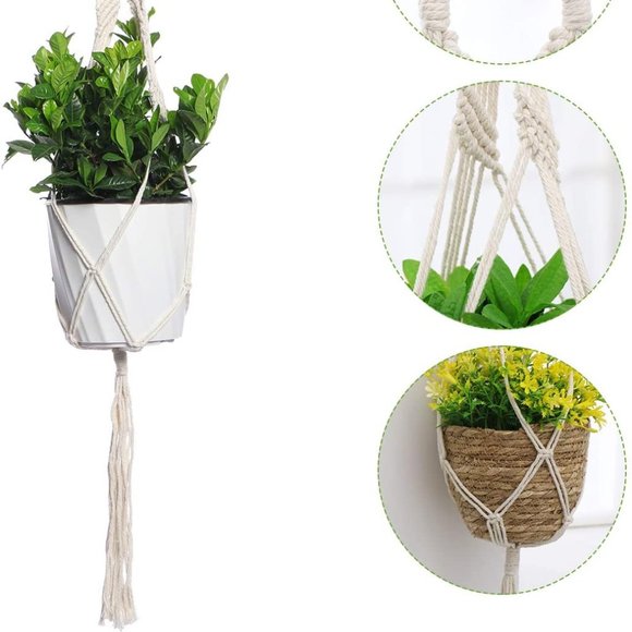 Bohemian Braided Plant Holder Hippie Outdoor/Indoor/Living Room/Dorm Decor - Picture 6 of 10